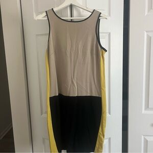 Ann Taylor Yellow Black Tan Color Block Dress Mp